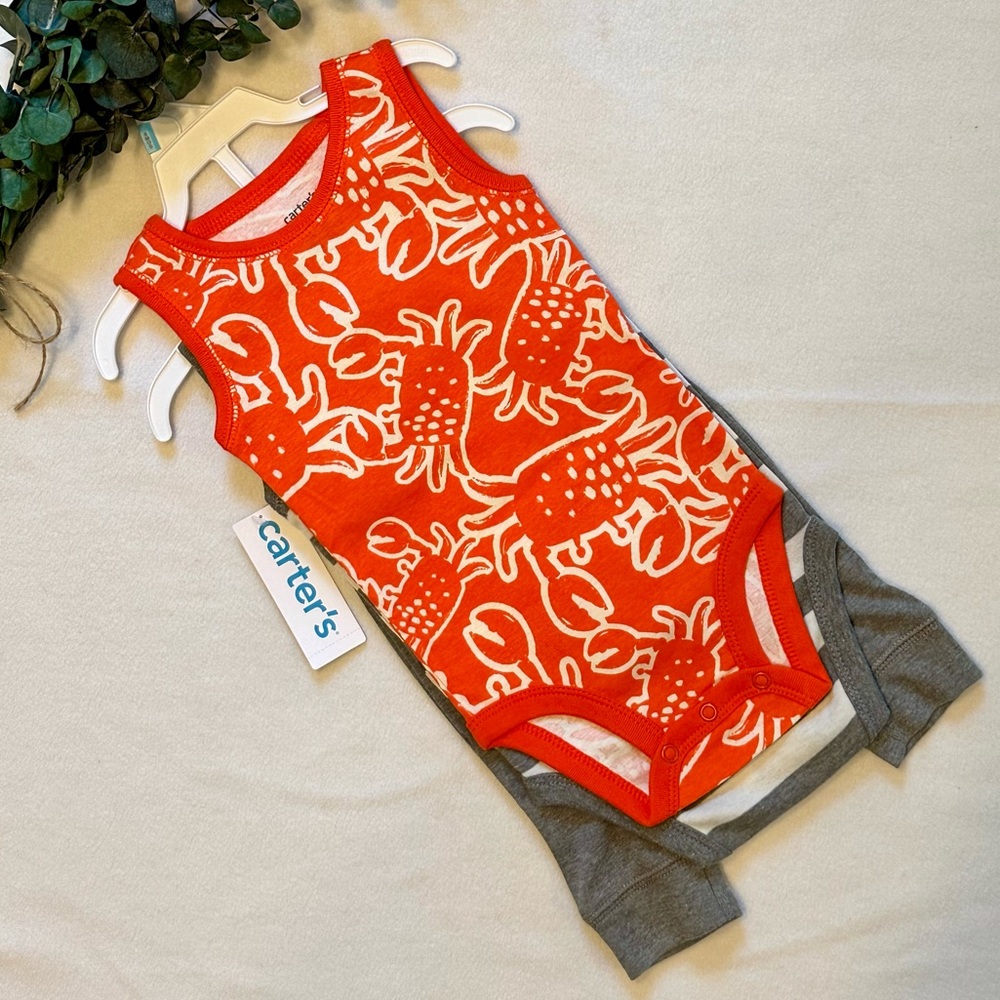 NWT Carter’s 3-piece set Crabs size 6M 🦀
